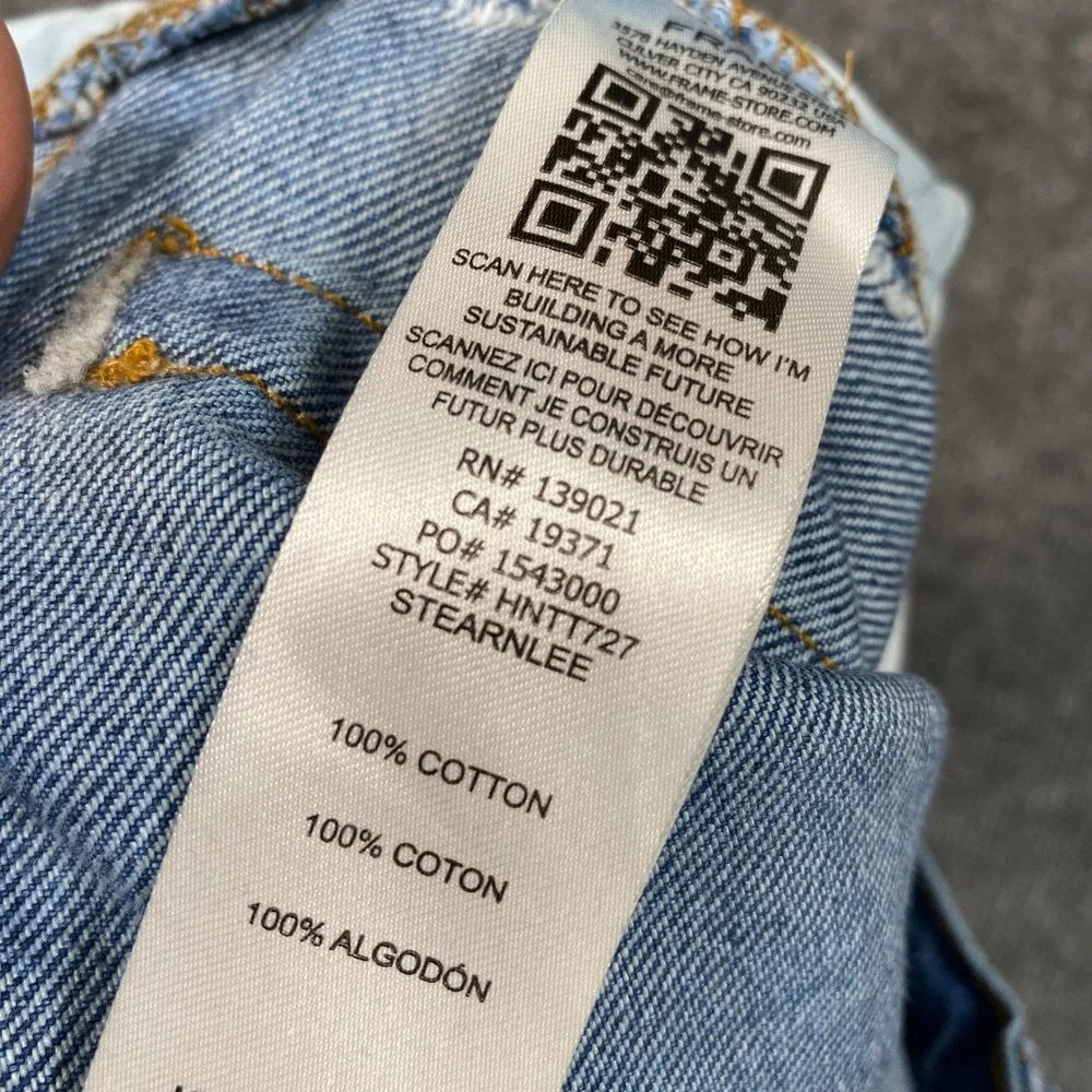 FRAME Le High Straight Jeans Medium Wash Distressed 100% Cotton Size 25 HNTT727 - Picture 8 of 9